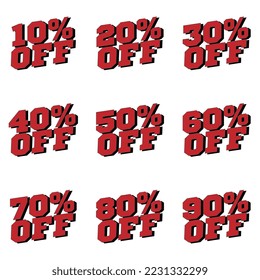 Sale percent off banner set. Vector illustration.