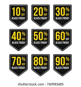 Sale Percent Off Black Friday Sticker Label Vector Template