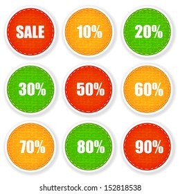 Sale percent sticker price tags. Vector illustration.