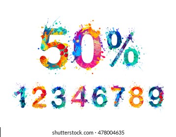 SALE Percents. Vector paint splash. You can set any discount from the collection of digits