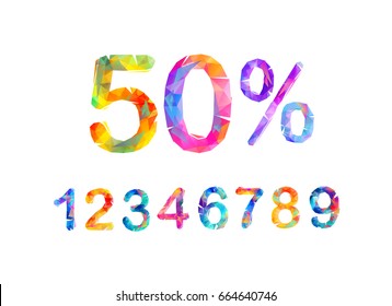 SALE Percents. Vector triangular numbers. Any discount can be set from the collection of digits