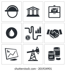 Sale of petroleum products icon set