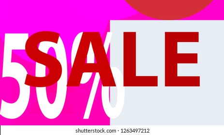 Sale Pink Banner. Off Poster Design. 

 Modern Promotion Banner. Creative Sale and Discount Promo Background with Geometrical  Pattern. Pink, Red, Magenta, White Colors.
 Business coupon. Modern.