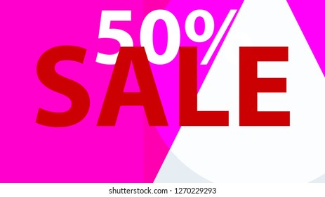 Sale Pink Banner. Off Poster Design. 

 Modern Promotion Banner. Creative Sale and Discount Promo Background with Geometrical  Pattern. Pink, Red, Magenta, White Colors.
 Business coupon. Modern.