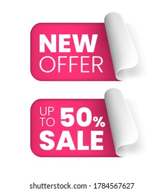 Sale Pink Tags Vector Collection . Isolated Vector Elements