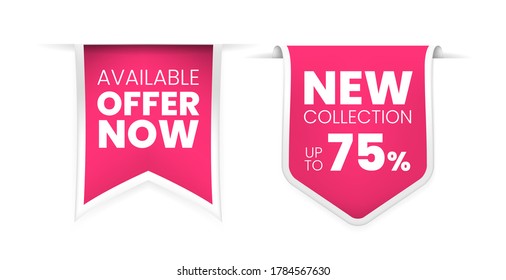 Sale Pink Tags Vector Collection . Isolated Vector Elements