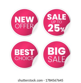 Sale Pink Tags Vector Collection . Isolated Vector Elements