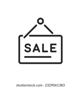 Sale Plate Icon. Vector Linear Editable Illustration of a Discount Tag Banner, Symbolizing Promotional Benefits Sale Offers, Retail Purchases, and Hot Deals.