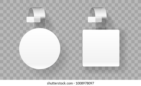 Sale Point Tag. White Clear Round And Square Supermarket Shelf Wobbler Label. EPS10 Vector