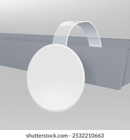 Sale Point Tag. White Clear Round Supermarket Shelf Wobbler Label. EPS10 Vector