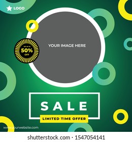 Sale post with circle ring social media template to promote your brand and advertise on different social media channels.Show sale, offers and discount with these creative designs