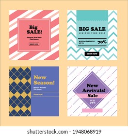 Sale poster background template set design. Vector illustration.