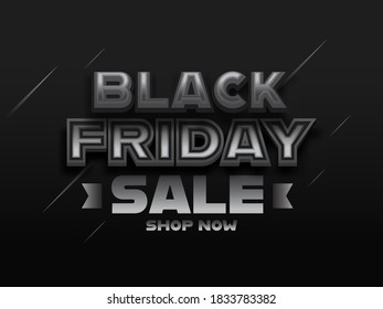 Sale Poster or Banner Design with 3D Black Friday Text on Dark Background.