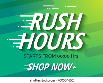 Sale Poster or Sale Banner Design with text Rush Hours. 