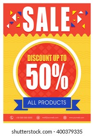Sale Poster, Sale Banner, Sale Flyer, Discount upto 50% on all products. Vector illustration.
