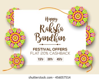 Sale poster or sale banner for indian festival of raksha bandhan celebration.