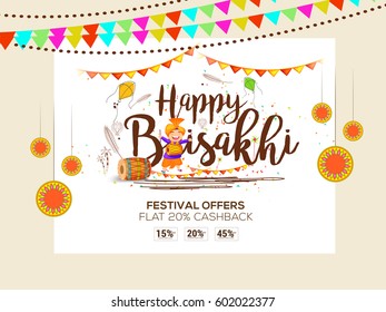 Sale Poster Or Sale Banner For Punjabi Festival Of Baisakhi.