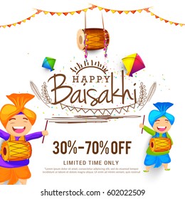 Sale Poster Or Sale Banner For Punjabi Festival Of Baisakhi.