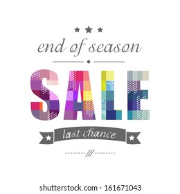 Sale Poster With Banner Ribbon, Vector Illustration