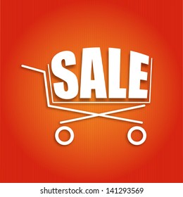 Sale poster with a basket, vector illustration for your design