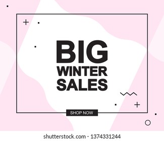 Sale poster with BIG WINTER SALES text or advertising banner template. Big discount special offer vector illustration