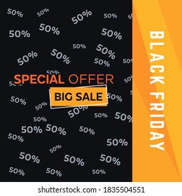 Sale poster black friday, sale 50% off. creative design vector template