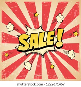 Sale poster in comic book or manga style. Vector illustration