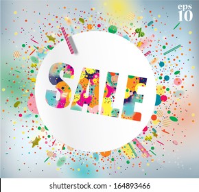 Sale poster with confetti. 