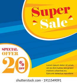 Sale Poster Design with Yellow and Blue Base 