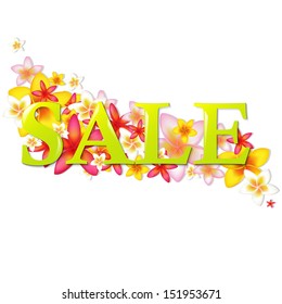 Sale Poster With Flowers With Gradient Mesh, Vector Illustration