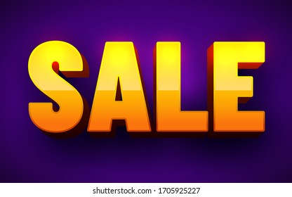 Sale poster or flyer design. 3D word Sale on dark background. Vector illustration
