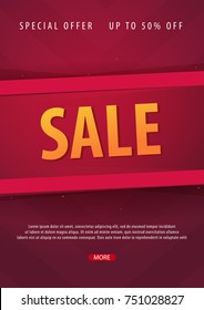 Sale poster or Flyer design. Discount background for the online store, shop, promotional leaflet, poster, banner. Vector illustration