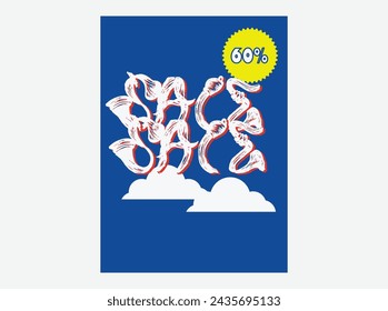 Sale sale poster font typography art discount handlattering trend sale