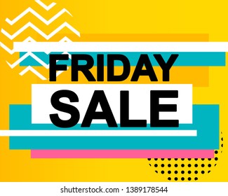 Sale poster with FRIDAY SALE text or advertising banner template. Big discount special offer vector illustration