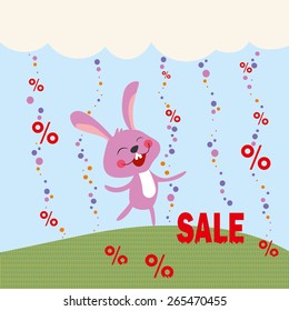 Sale poster with funny bunny