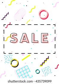 Sale poster with geometric shapes. Stylish and trendy flier. Vector illustration.