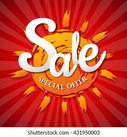 Cartel de venta, con malla degradada, ilustración vectorial