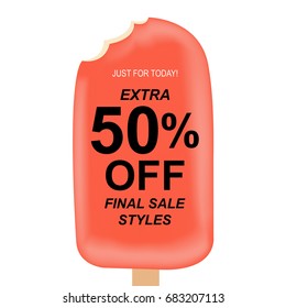 Sale Poster With Ice Cream, Vector Illustration, With Gradient Mesh