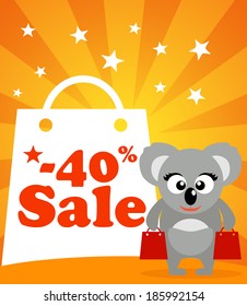 Sale poster with koala vector