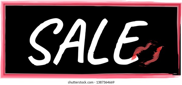 Sale poster with lipstick mark - vector