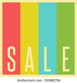 Sale poster mockup retro style advertising banner. colorful stripes old background design element