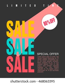 Sale poster with percent discount. Geometric design. Special offer vector illustration.