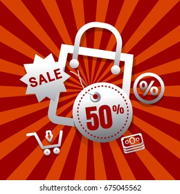 Sale poster with percent discount. vector. illustration. shopping. big sale. hot sale. super sale. background