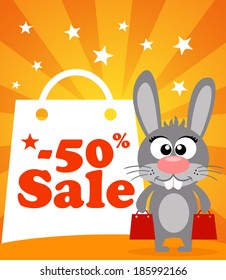 Sale poster with rabbit vector