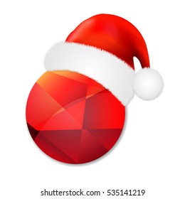 Sale Poster With Santa Claus Cap, With Gradient Mesh, Vector Illustration