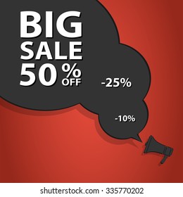 Sale poster speech bubble with percent discount. Christmas sales. Holiday sales. Vector illustration. EPS10