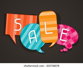 Sale poster with speech bubbles in flat design style.