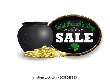 Sale poster for St. Patrick s Day. Vector