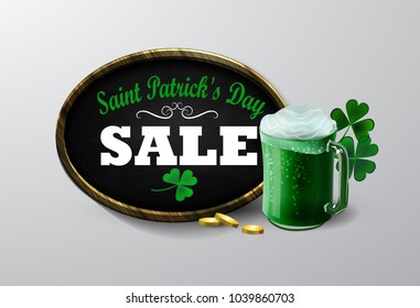 Sale poster for St. Patrick s Day. Vector