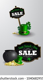 Sale poster for St. Patrick s Day. Vector